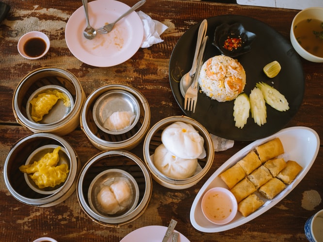 plate with a lot of dim sum